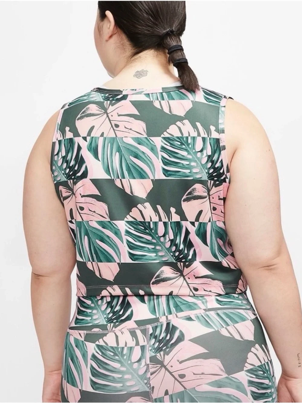 Nike Fast Women’s Dri-Fit Pink and Green Monstera Running Tank (Plus Size)